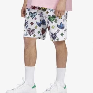 Adidas Jeremy Scott White Monogram Firebird Shorts L